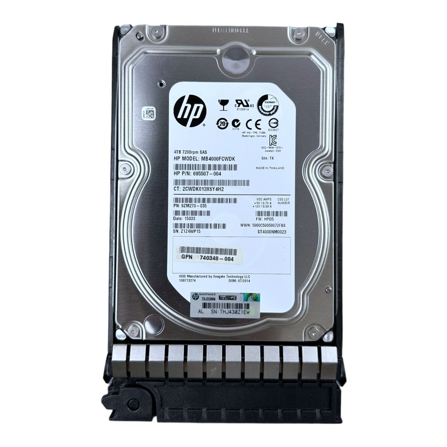 HP 4TB HDD 3,5'' 7.2K SAS MB4000FCWDK 695507-004 ST4000NM0023 740348-004