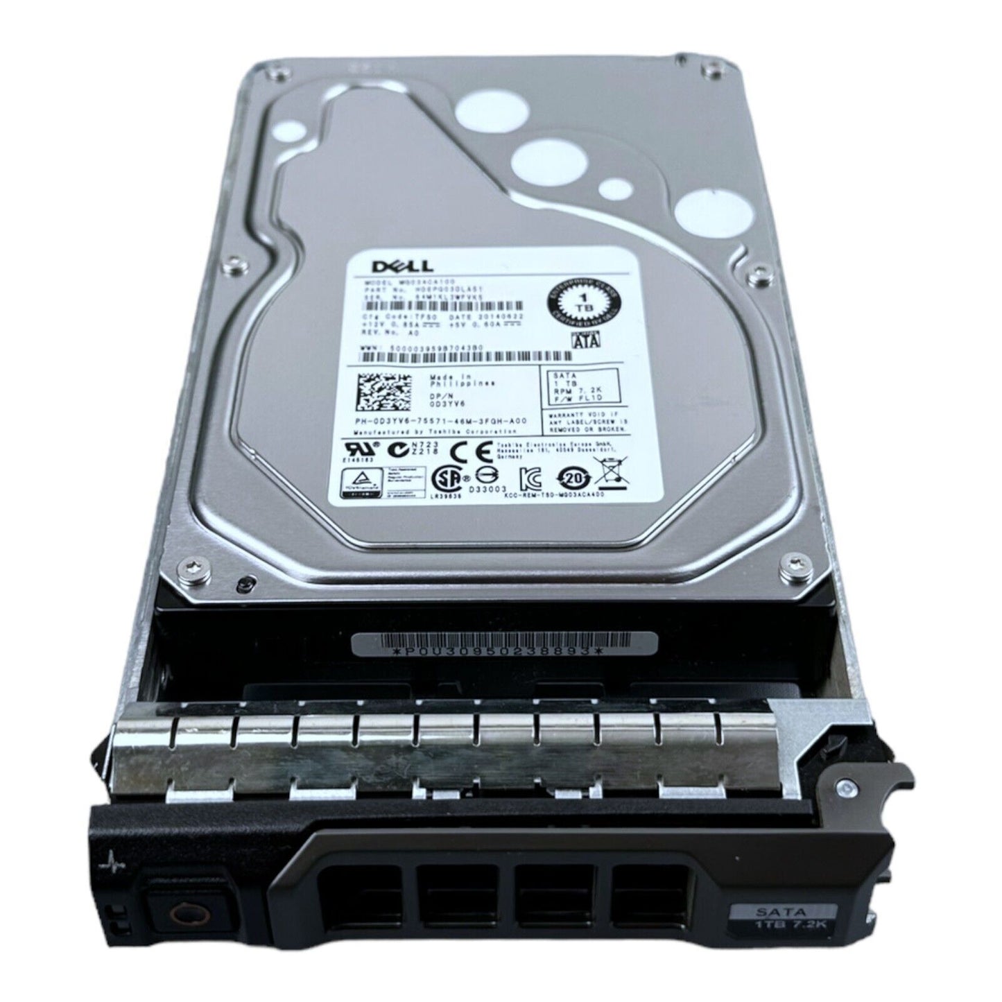 Dell 1TB HDD SATA 3.5'' 7.2K MG03ACA100 0D3YV6 HDEPQ03DLA51 + Caddy