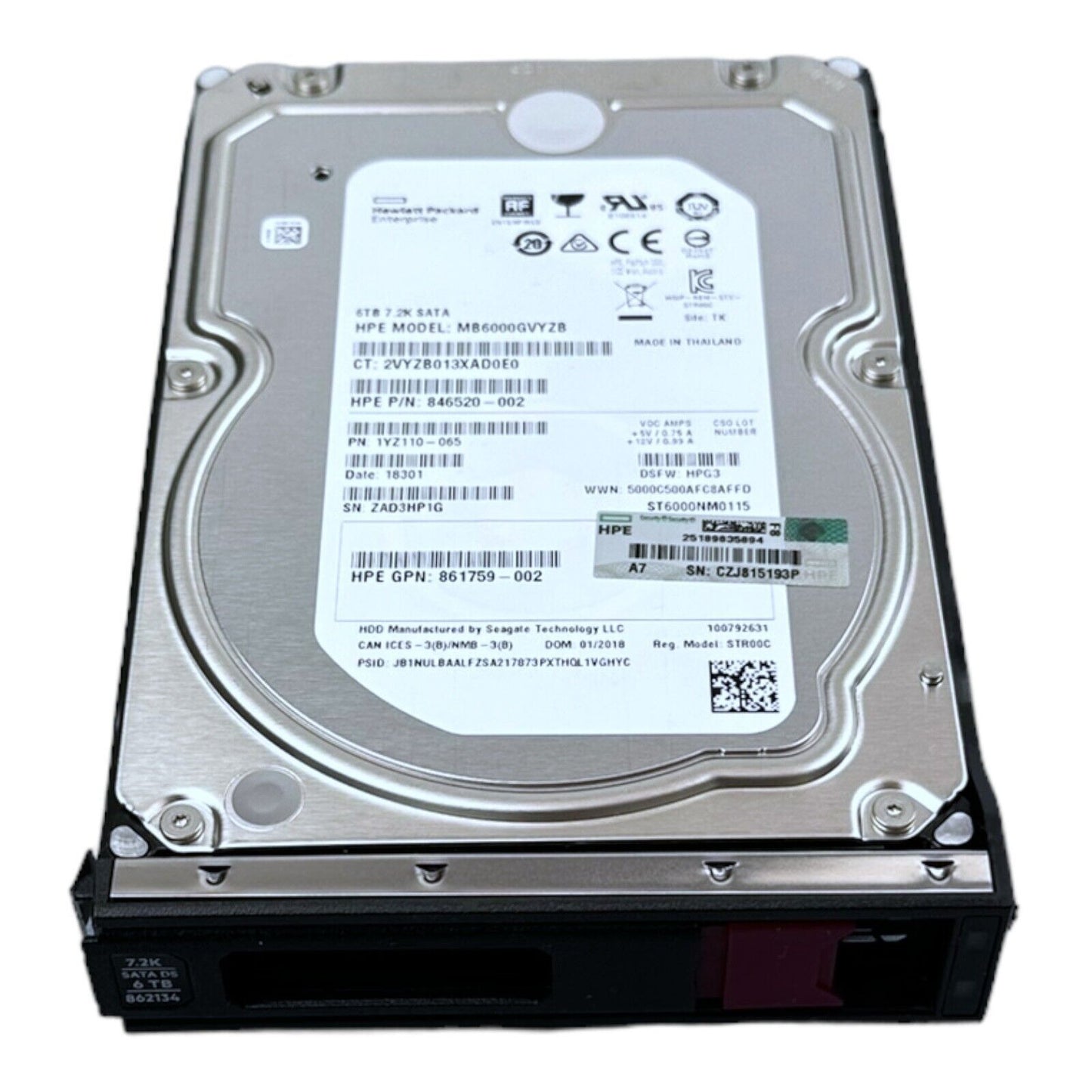 HP 6TB HDD SATA 7.2K MB6000GVYZB 846520 ST6000NM0115 861759 1YZ110-065