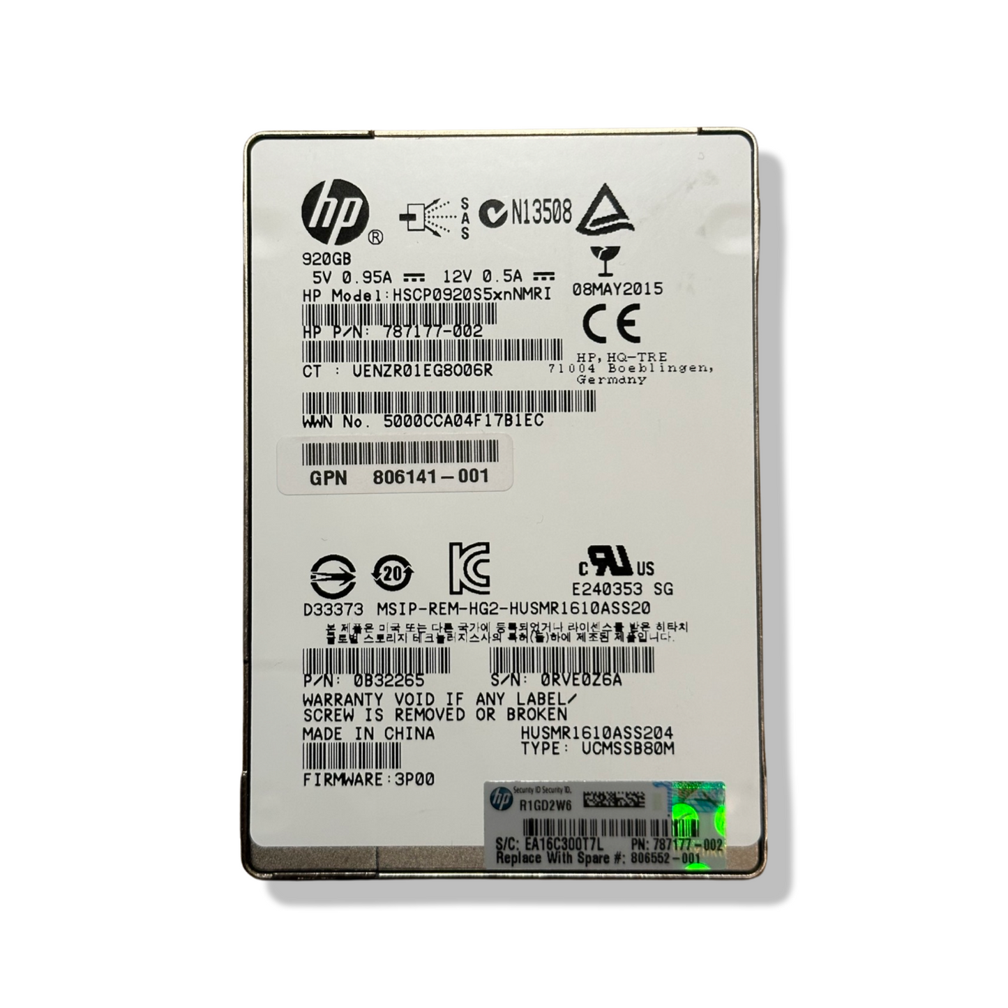 HP HSCP0920S5xnNMRI 920GB/ 12GBps SAS SSD, 787177-002