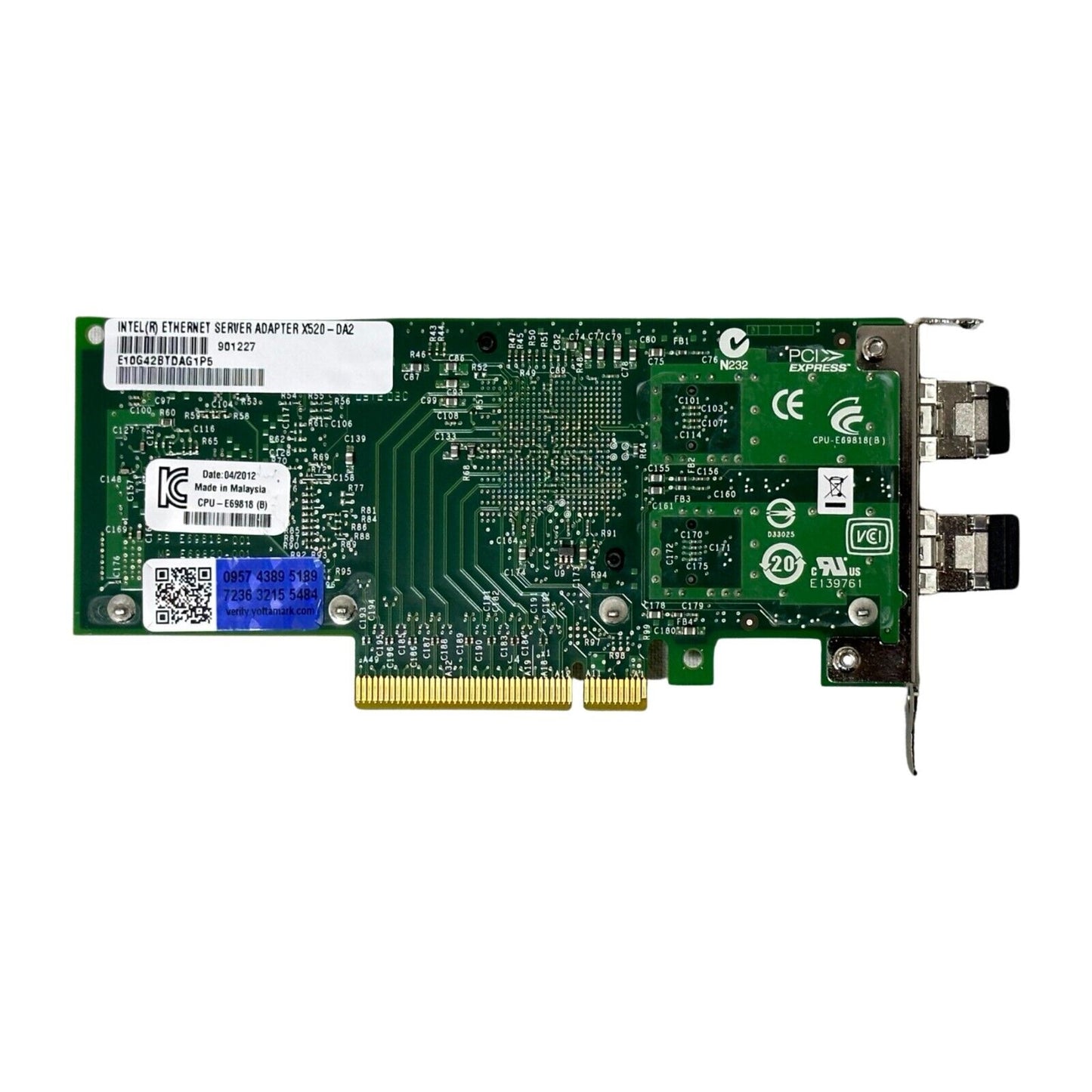 DELL Intel 0XYT17 X520-DA2 2-Port 10GbE PCIe x8 FP +2x SFP (Low-Profile)