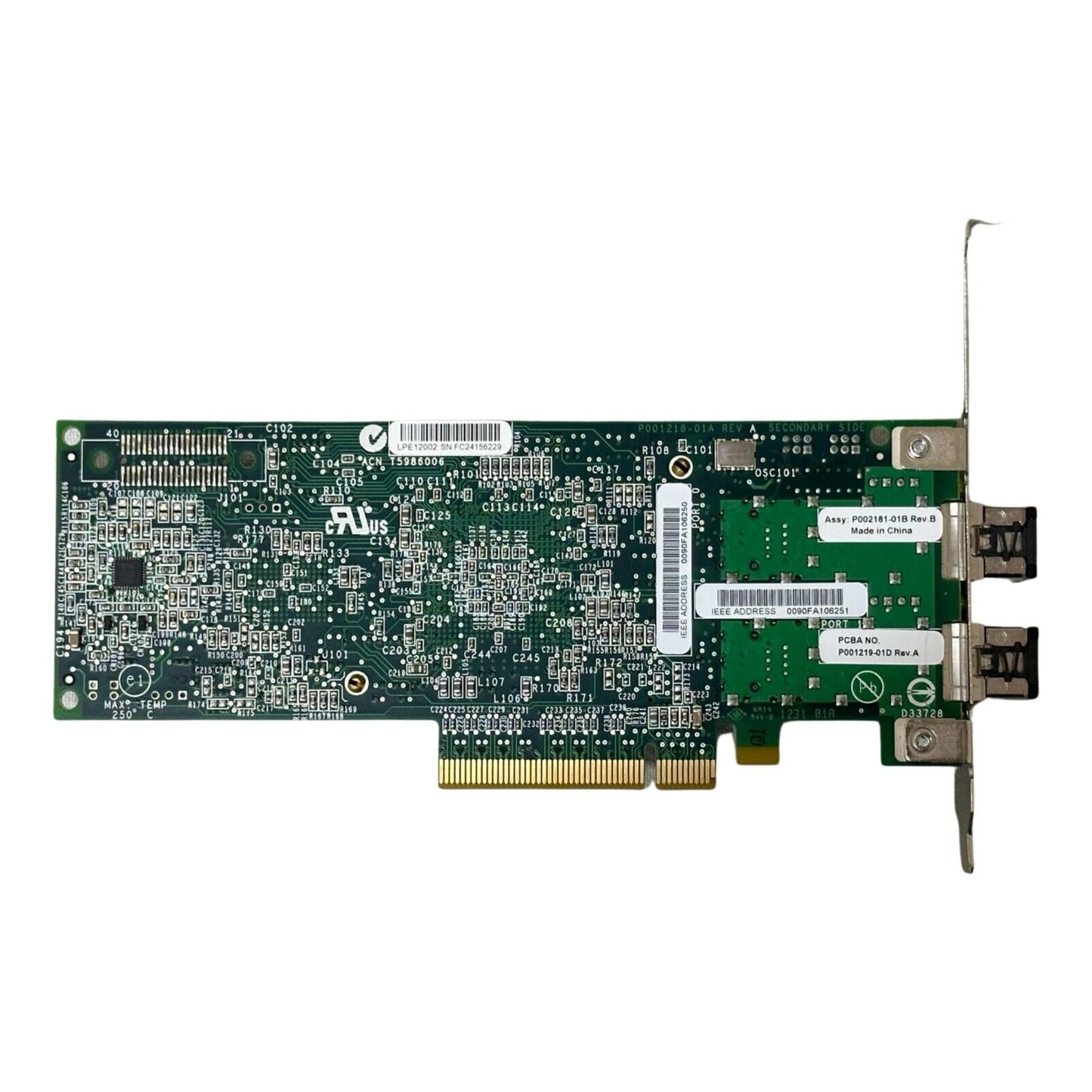 Dell 0C856M Emulex 8Gbps Dual Port PCIe x8 Fibre Channel FC Card HBA LPE12002