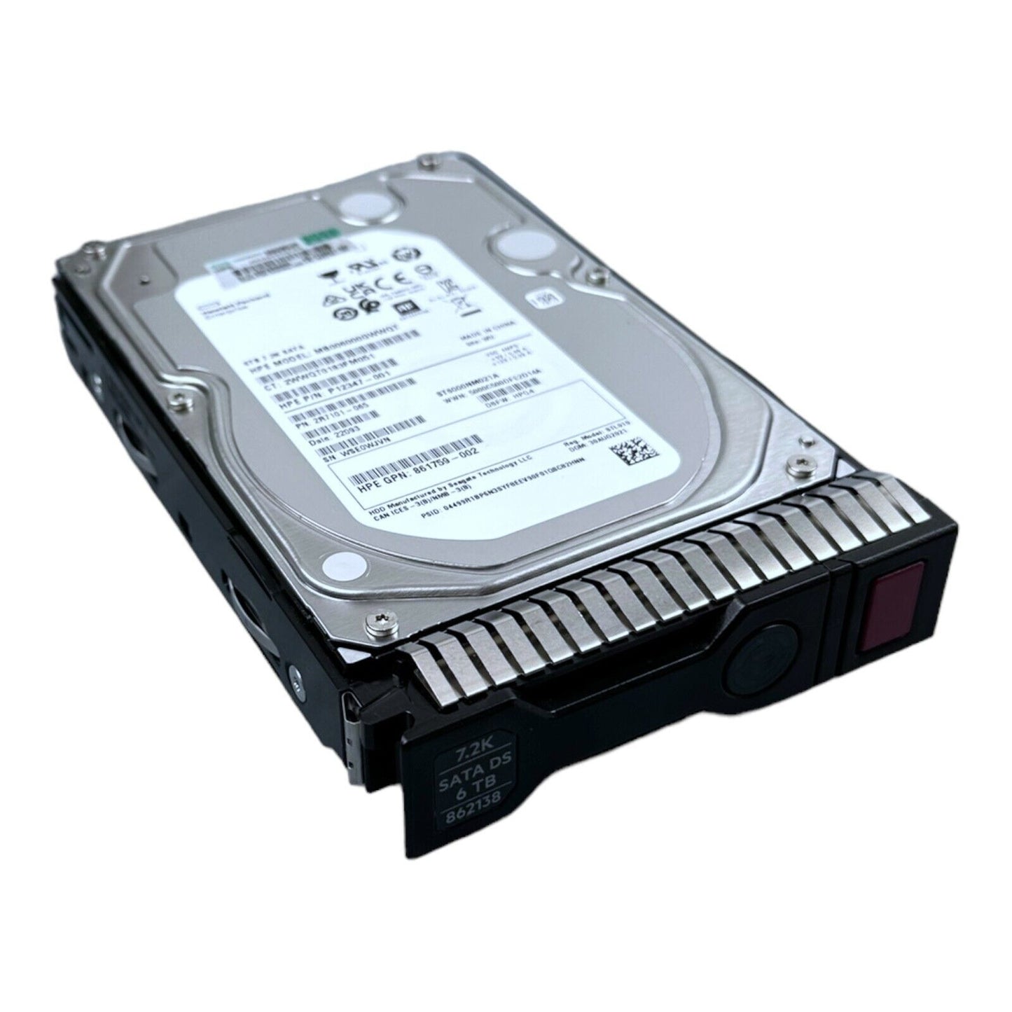 HPE 6TB HDD SATA 7.2K MB006000GWWQT  P12347  ST6000NM021A  2R7101  861759 +Caddy