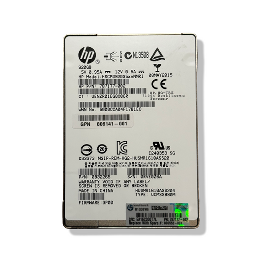 HP HSCP0920S5xnNMRI 920GB/ 12GBps SAS SSD, 787177-002