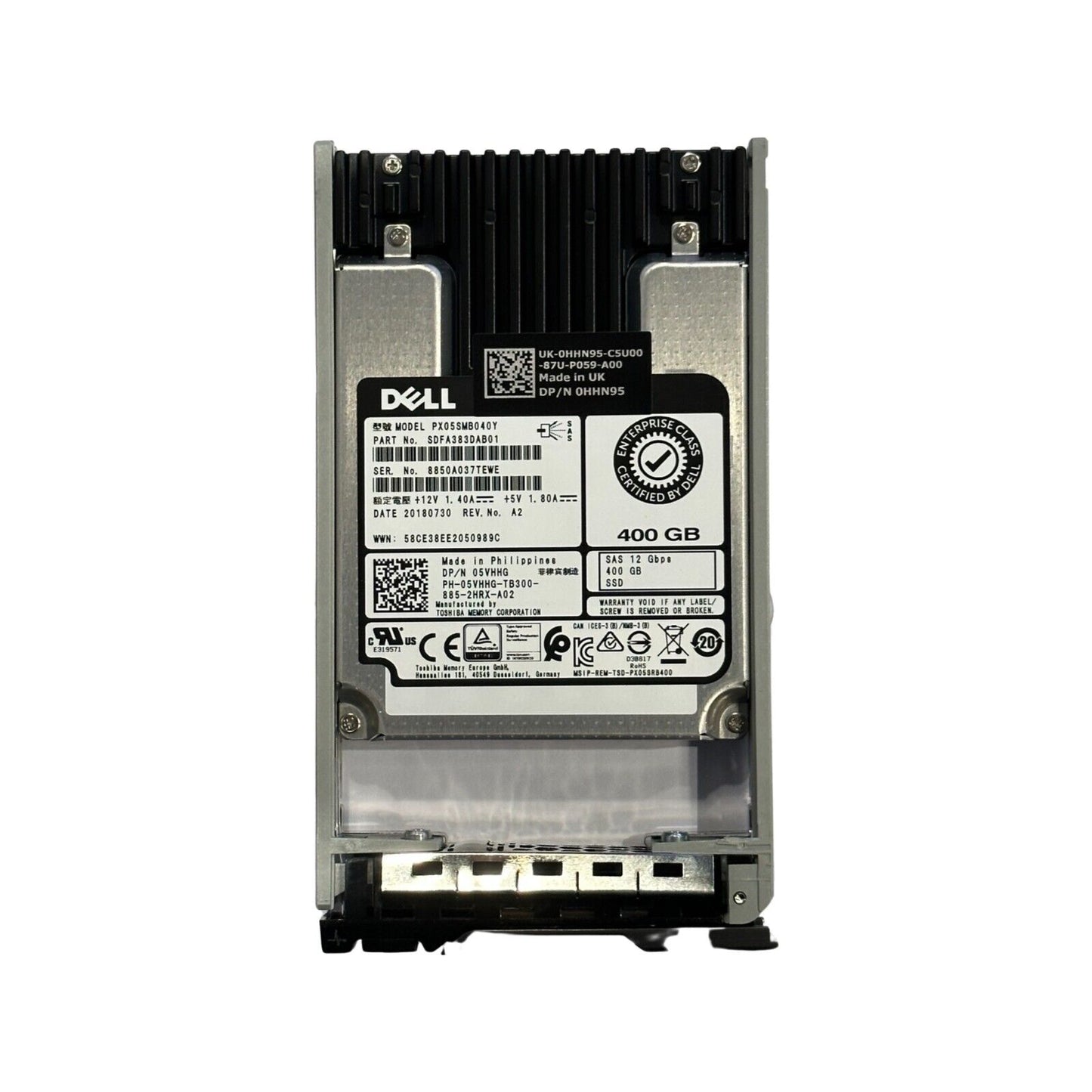 Toshiba PX05SMB040Y  Dell 0HHN95 05VHHG 400GB SAS 12Gb 2.5'' SSD Caddy 0NTPP3