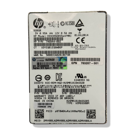 HP HSSC0920S5xnFMRI  920GB /6Gbps  SAS SSD , 746844 - 002 / 783267 - 001